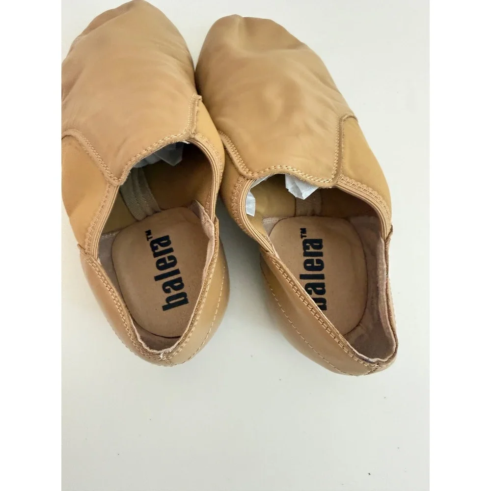 Balera B80 Tan Leather Slip On Jazz Shoes Dance Split Sole Size 8.5AD W - Picture 4 of 5